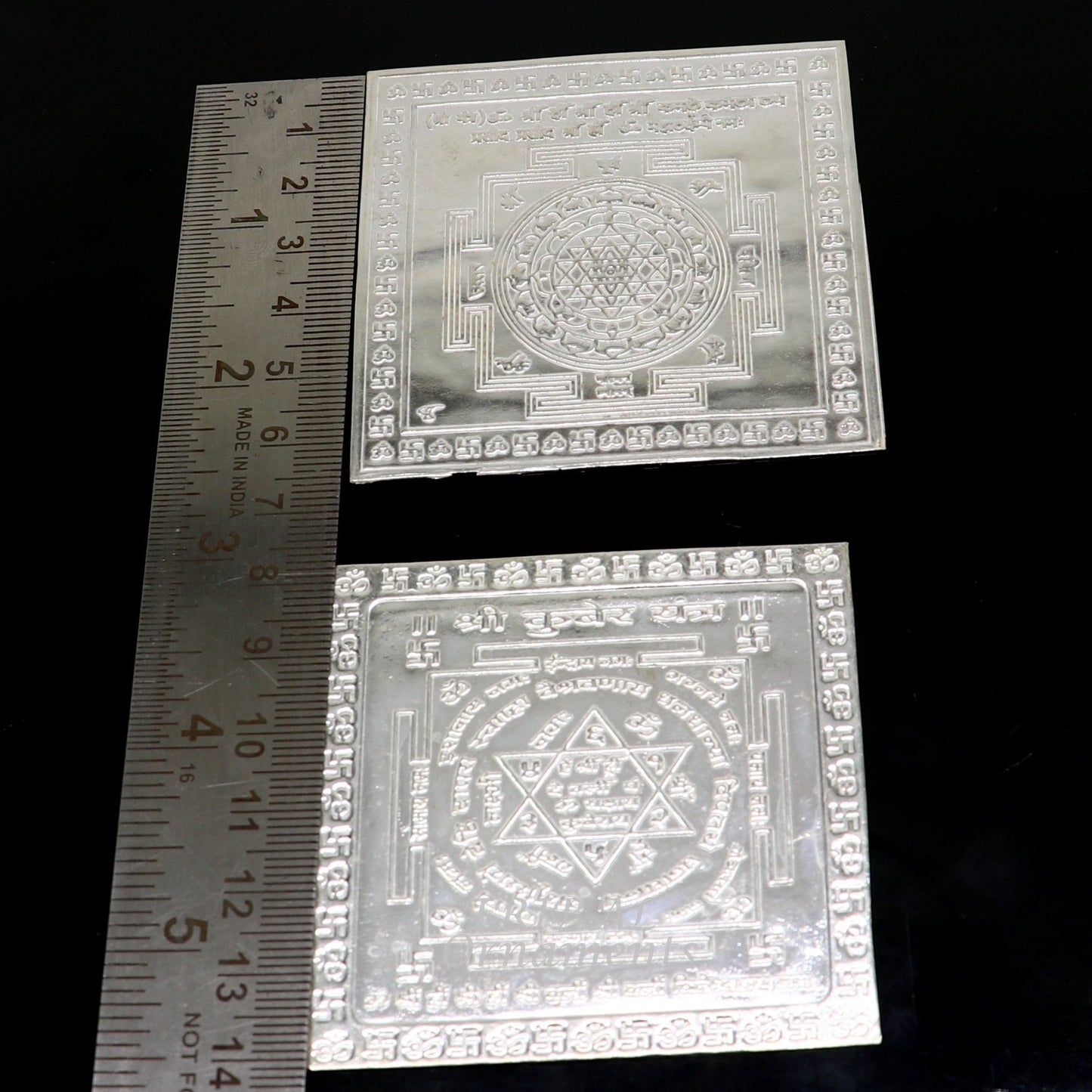 925 sterling silver handmade idol Shree kubera or shri Yantram holy divine yantram for wealth and prosperity, puja article su882 - TRIBAL ORNAMENTS