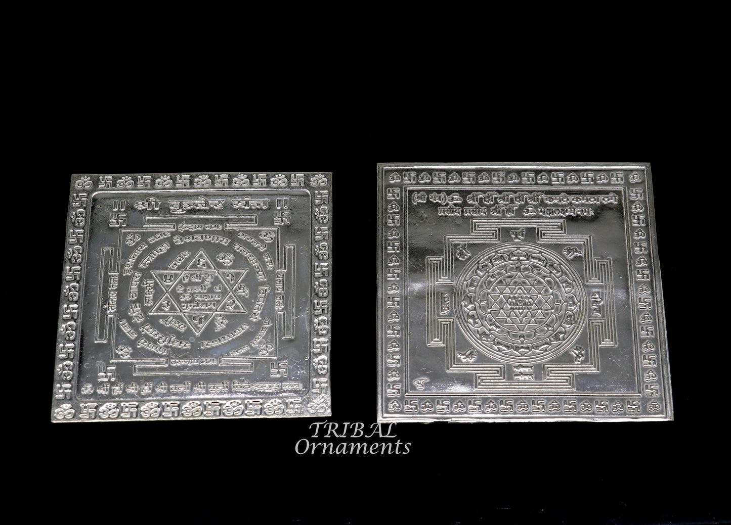 925 sterling silver handmade idol Shree kubera or shri Yantram holy divine yantram for wealth and prosperity, puja article su882 - TRIBAL ORNAMENTS