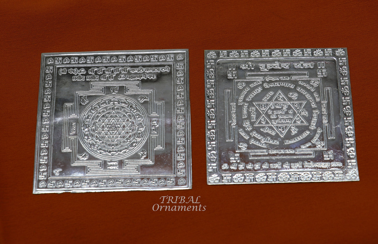 925 sterling silver handmade idol Shree kubera or shri Yantram holy divine yantram for wealth and prosperity, puja article su882 - TRIBAL ORNAMENTS