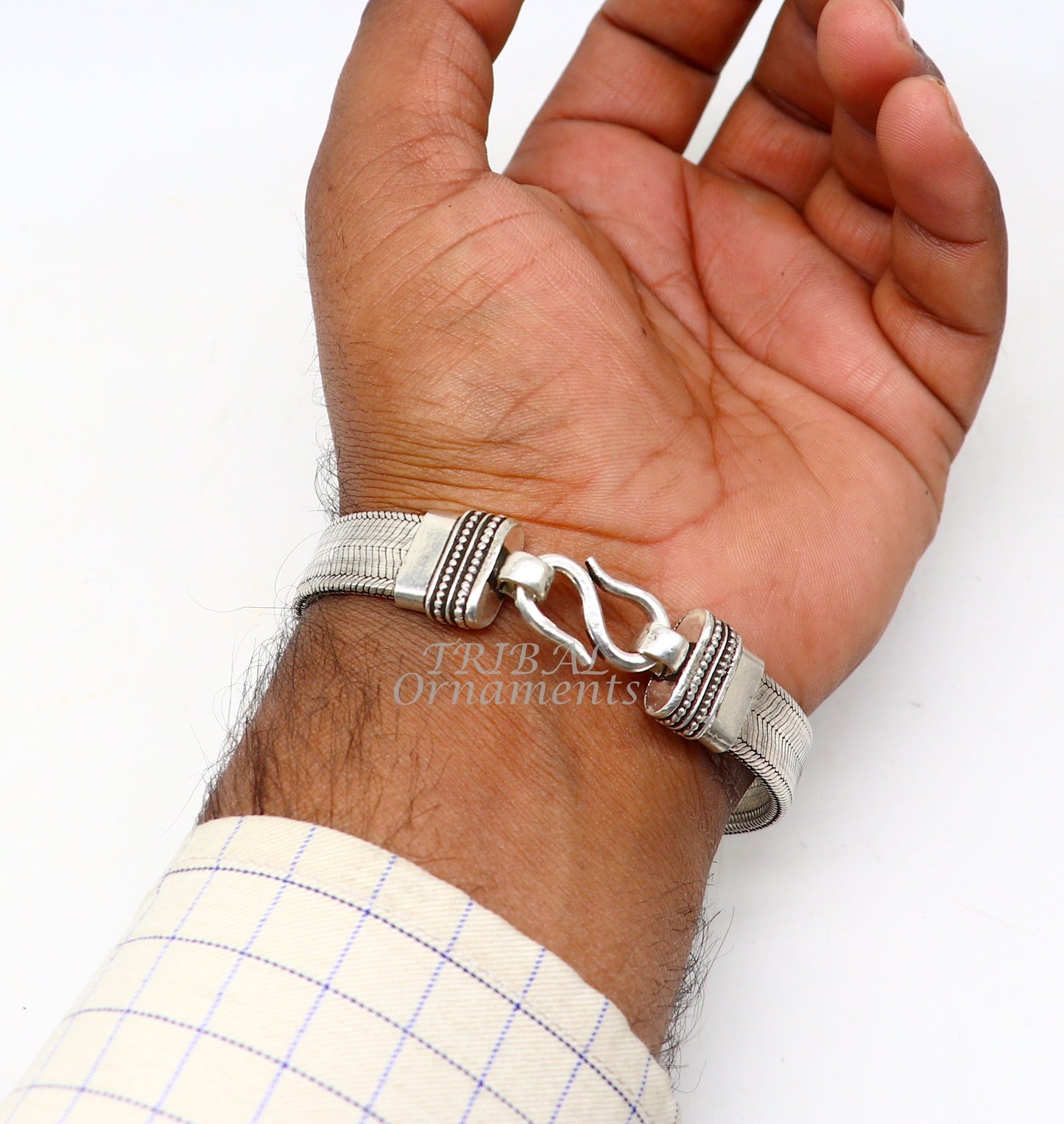 925 sterling silver handmade vintage design customized wheat bracelet wrist belt for men's, amazing gifting jewelry from india sbr410 - TRIBAL ORNAMENTS