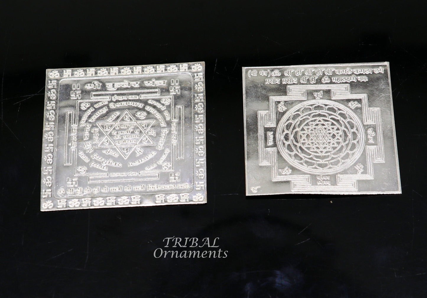 925 sterling silver handmade idol Shree kubera or shri Yantram holy divine yantram for wealth and prosperity, puja article su884 - TRIBAL ORNAMENTS