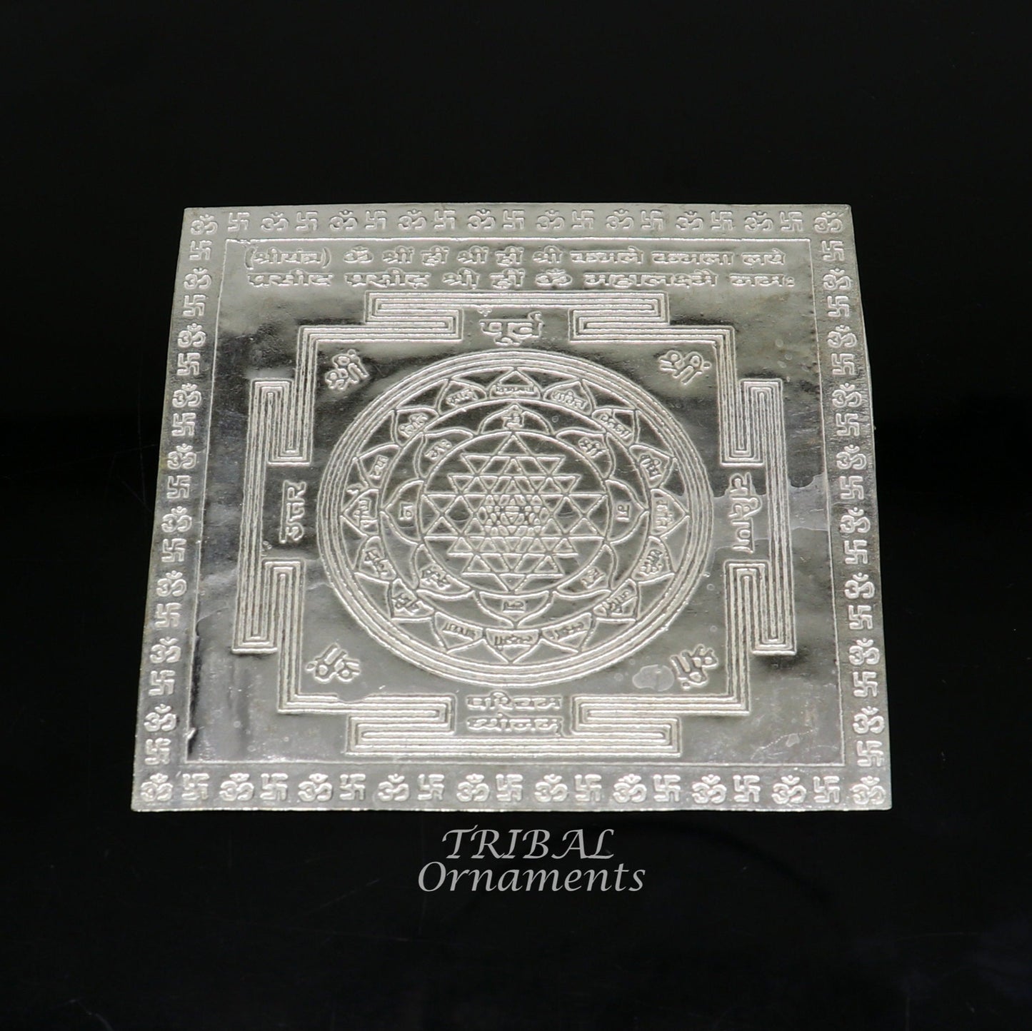 925 sterling silver handmade idol Shree kubera or shri Yantram holy divine yantram for wealth and prosperity, puja article su886 - TRIBAL ORNAMENTS