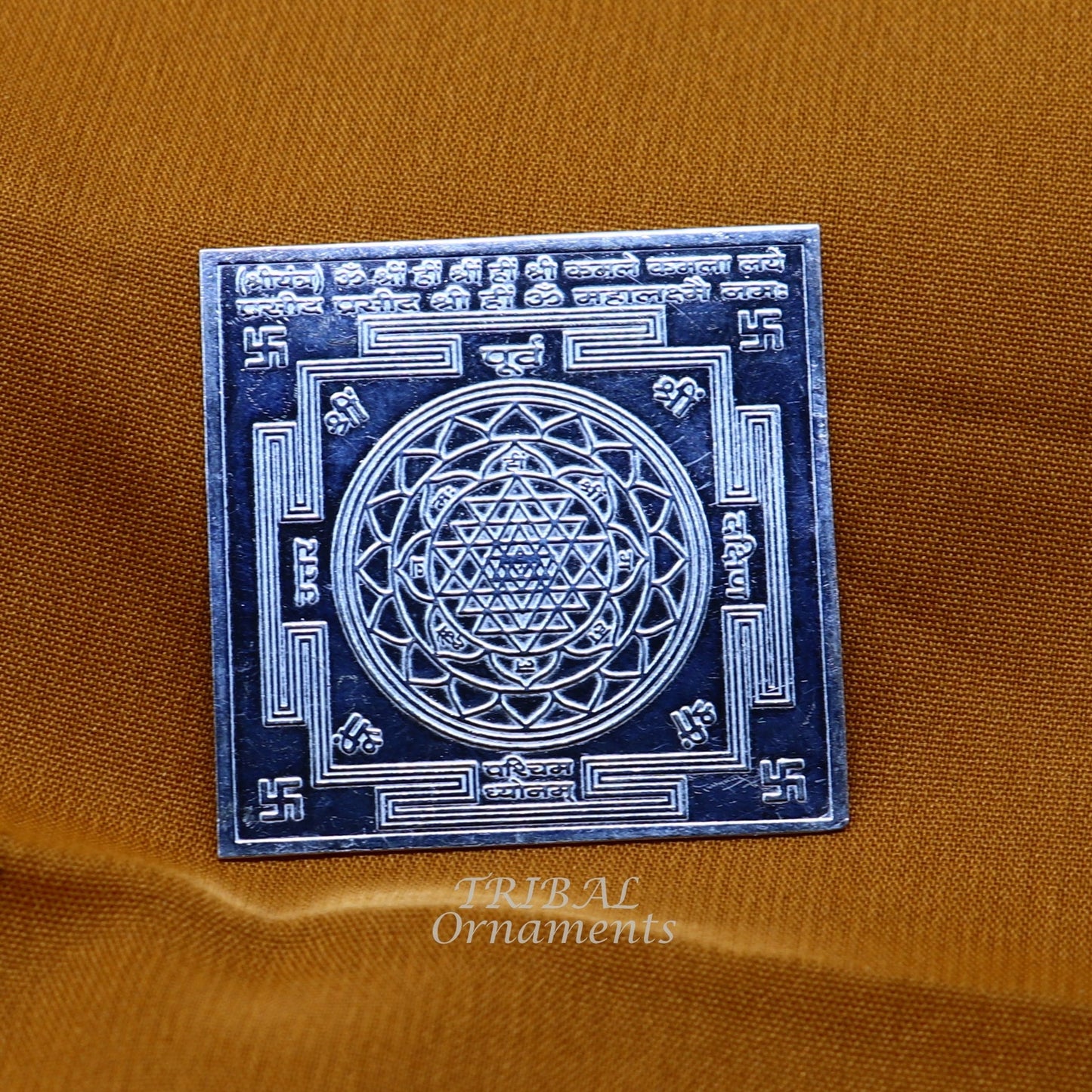4x4 cm 925 sterling silver handmade Shri Yantram holy divine yantram for wealth and prosperity, puja article su888 - TRIBAL ORNAMENTS
