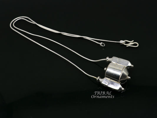 Sterling silver stylish vintage antique designer Idol shiva lingam box pendant, casket box pendant for shiva lingam, ethnic inidia set495 - TRIBAL ORNAMENTS