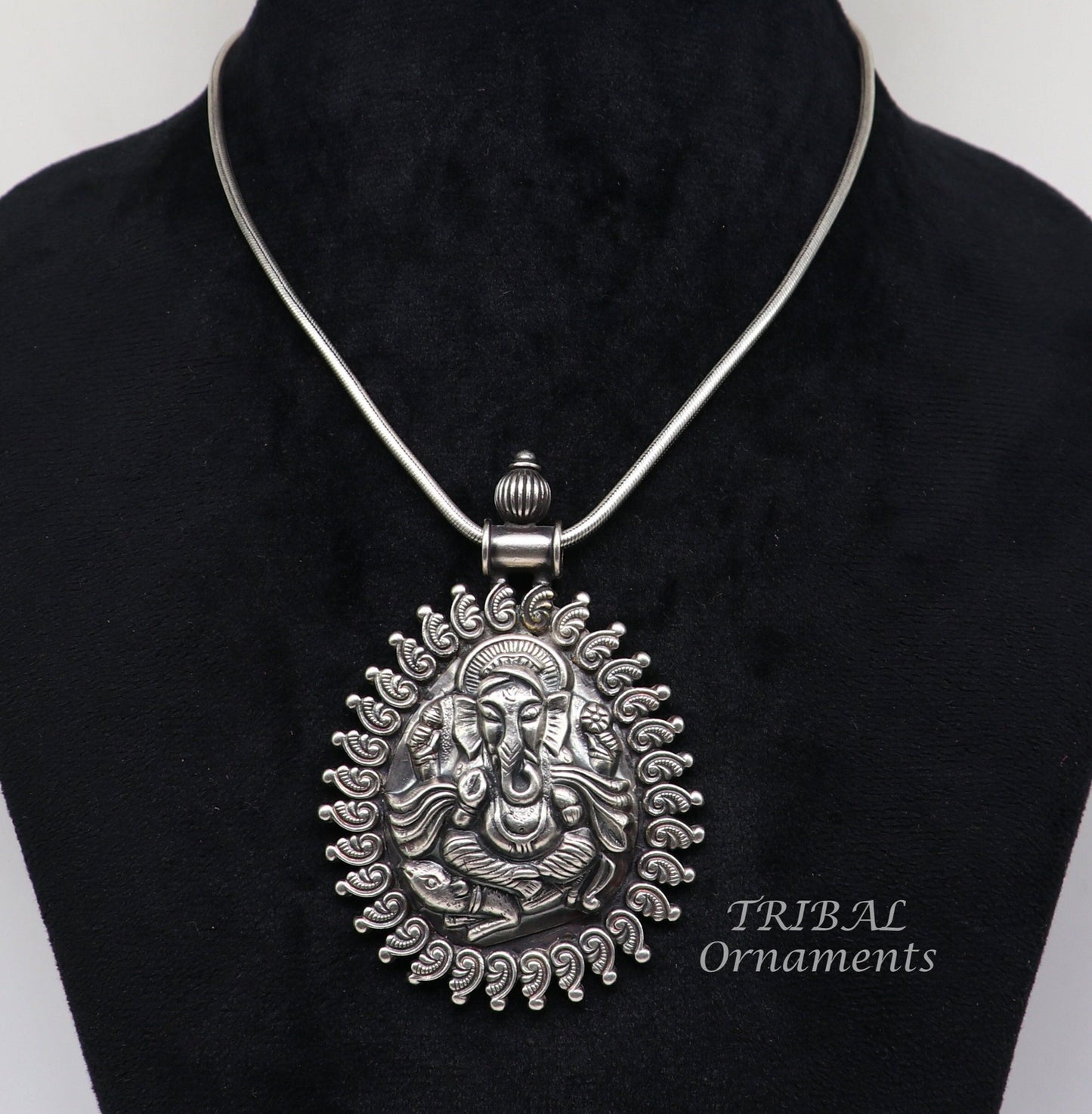 925 sterling silver handmade vintage design amazing lord Ganesha pendant best brides ethnic tribal belly dance jewelry india nsp516 - TRIBAL ORNAMENTS