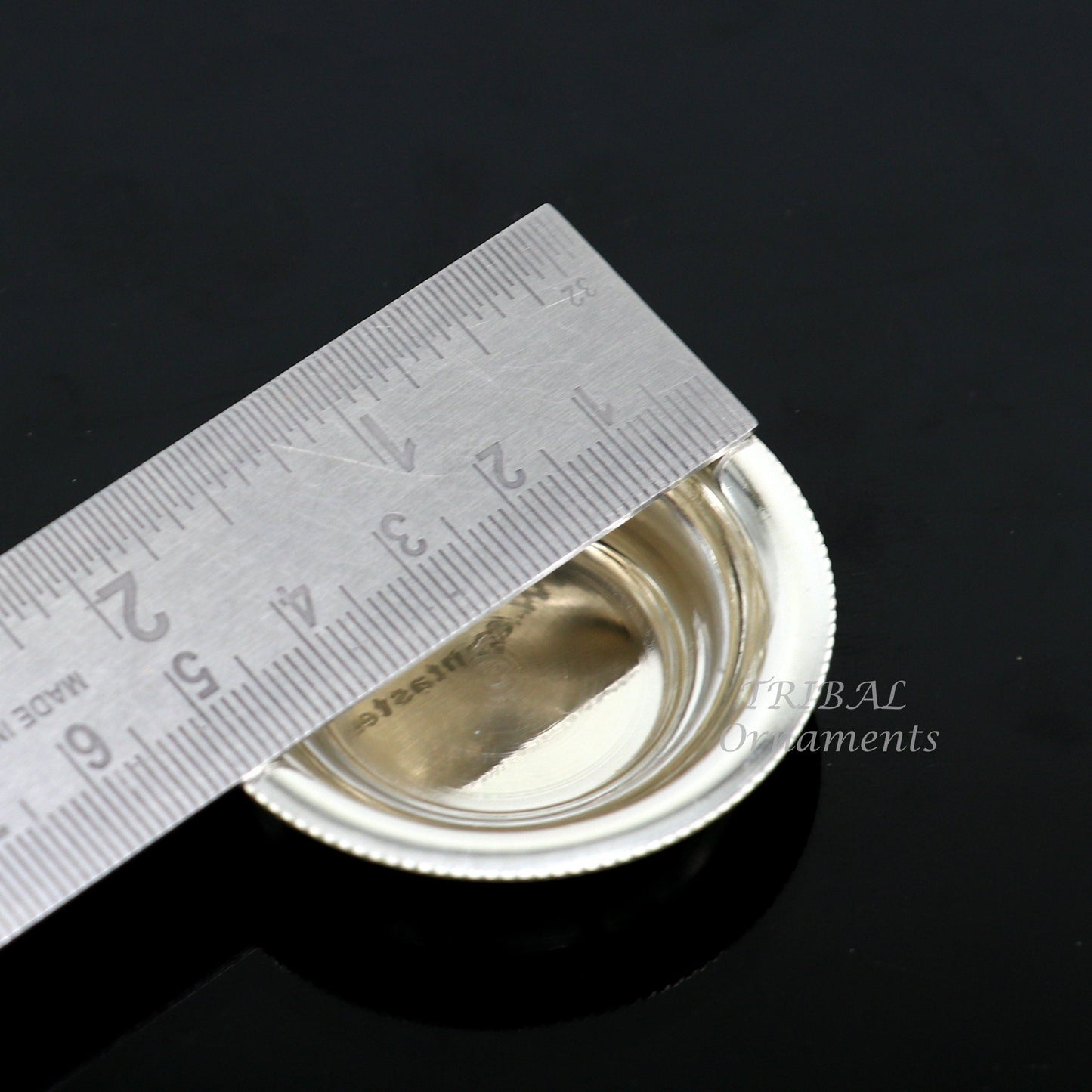 925 silver handmade silver small plate or Tilak bowl , best small tiny plate for saffron sandal or kumkum tilak dani su895 - TRIBAL ORNAMENTS