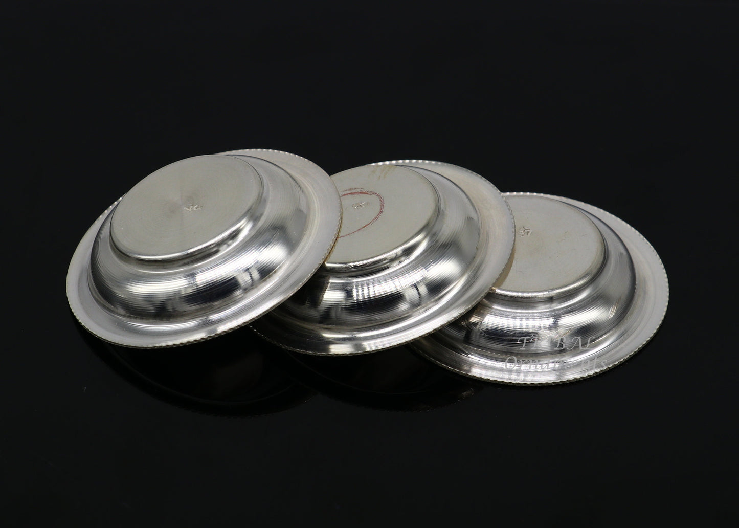 925 silver handmade silver small plate or Tilak bowl , best small tiny plate for saffron sandal or kumkum tilak dani su895 - TRIBAL ORNAMENTS