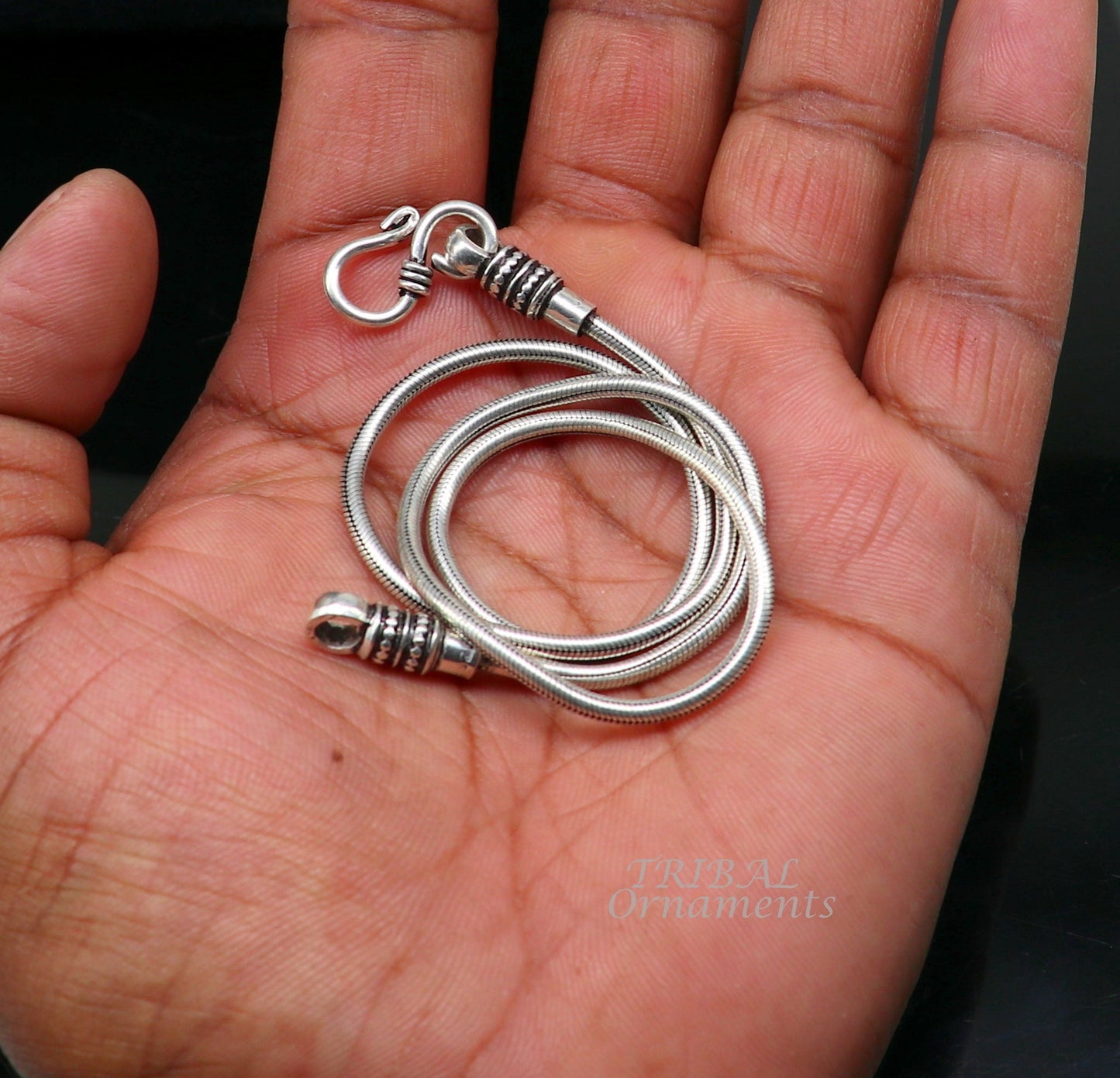 16" to 30" long screw chain 925 sterling silver handmade snake chain pendant chain, necklace chain, oxidized silver chain jewelry ch195 - TRIBAL ORNAMENTS