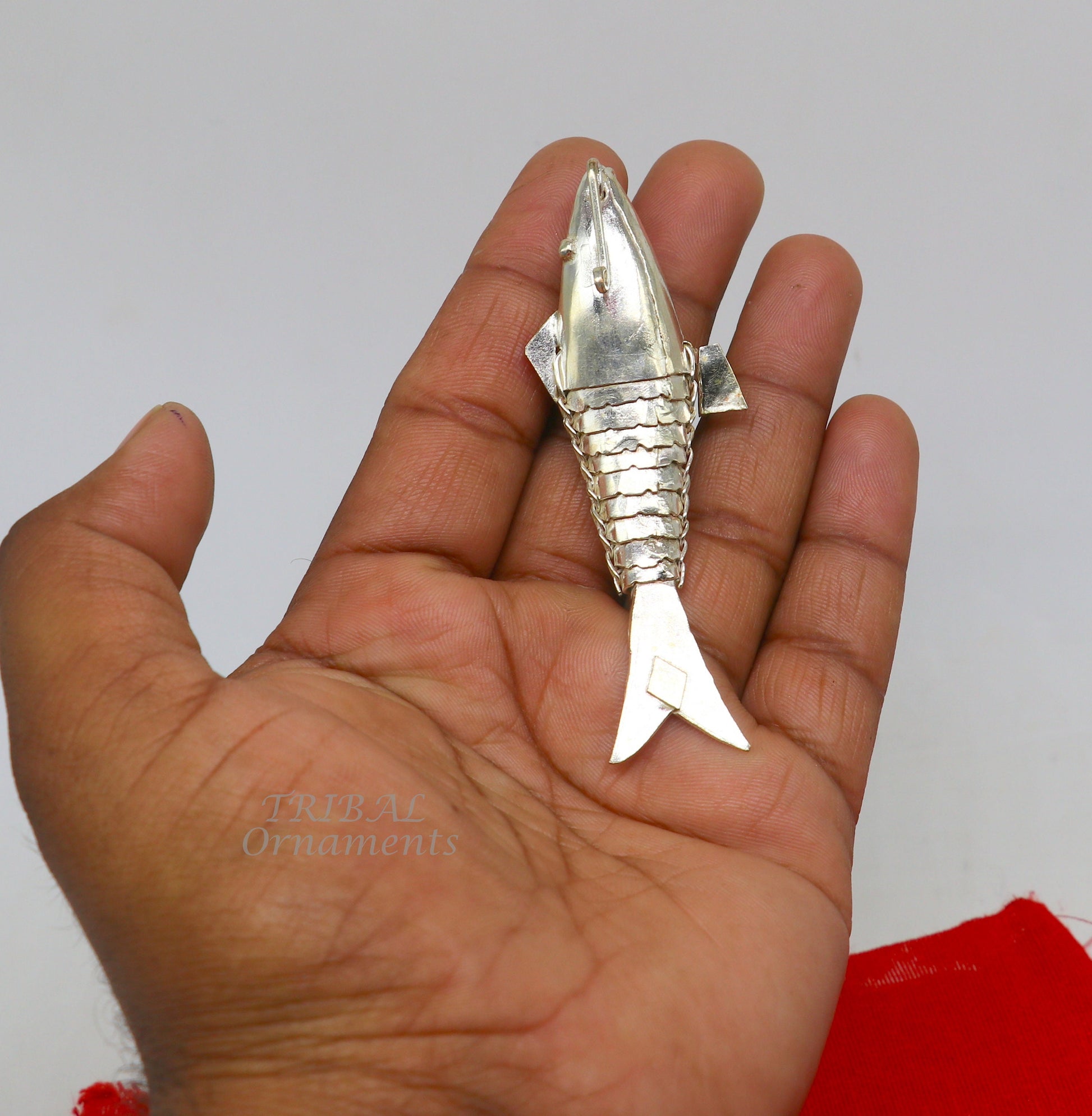 Solid silver handmade silver fish, Lord vishnu avatar Matsya, Silver Puja Fish For Prosperity And Good Luck, best collectible art su901 - TRIBAL ORNAMENTS