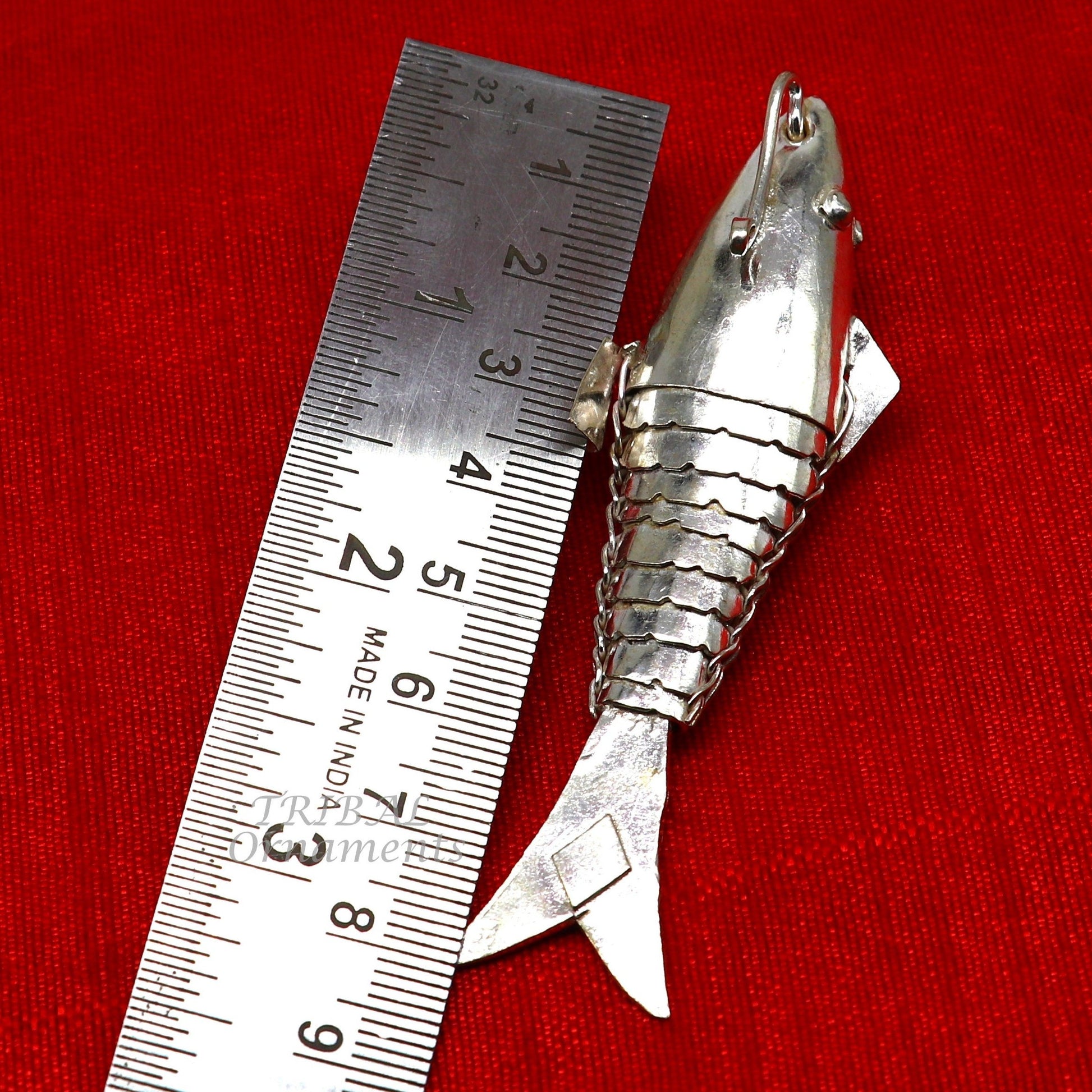 Solid silver handmade silver fish, Lord vishnu avatar Matsya, Silver Puja Fish For Prosperity And Good Luck, best collectible art su901 - TRIBAL ORNAMENTS