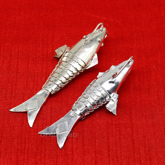 Solid silver handmade silver fish, Lord vishnu avatar Matsya, Silver Puja Fish For Prosperity And Good Luck, best collectible art su901 - TRIBAL ORNAMENTS