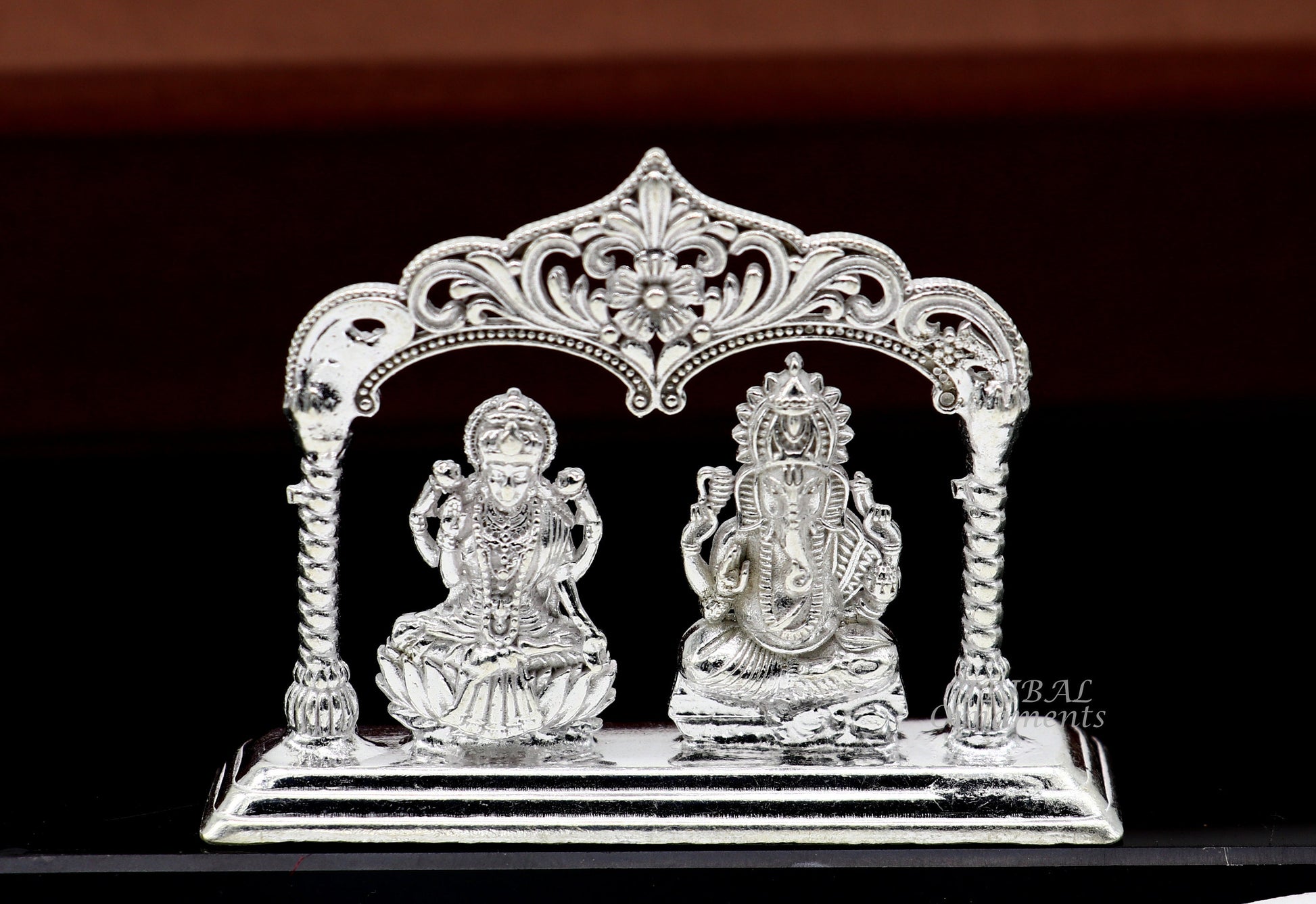 Solid Sterling silver handmade Hindu idols Laxmi Ganesha statue, puja article figurine, home décor Diwali puja gift art560 - TRIBAL ORNAMENTS