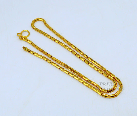 18kt ct yellow gold handmade amazing unique style baht chain all sizes necklace unisex jewelry, best gifting jewelry ch564 - TRIBAL ORNAMENTS