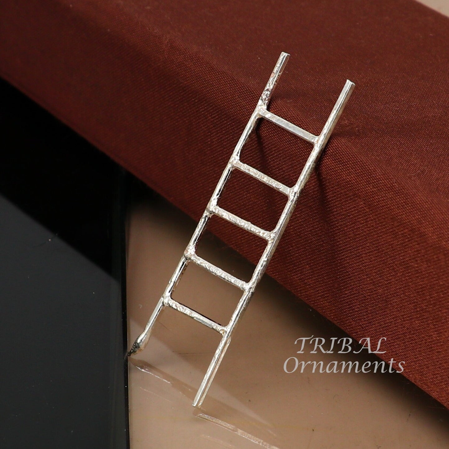2.5 inches long 925 sterling silver handmade ladder 5 steps silver stair, amazing silver puja article silver utensils su902 - TRIBAL ORNAMENTS