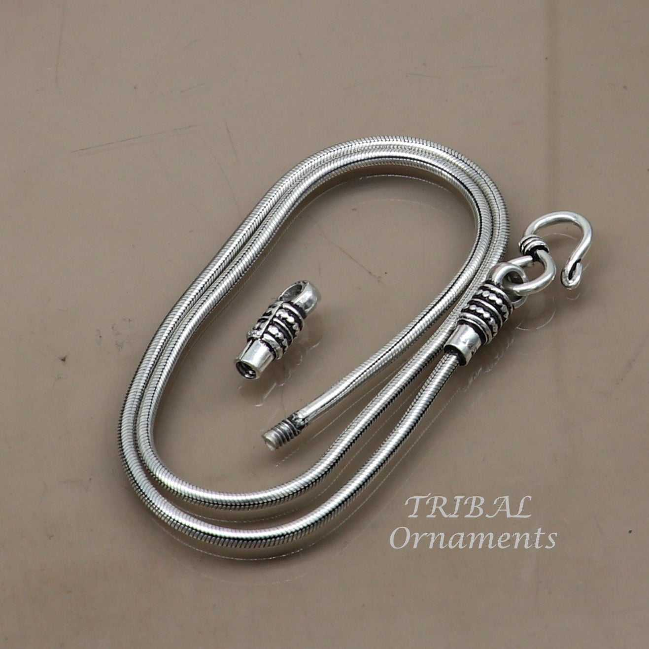 16" to 30" long screw chain 925 sterling silver handmade snake chain pendant chain, necklace chain, oxidized silver chain jewelry ch195 - TRIBAL ORNAMENTS