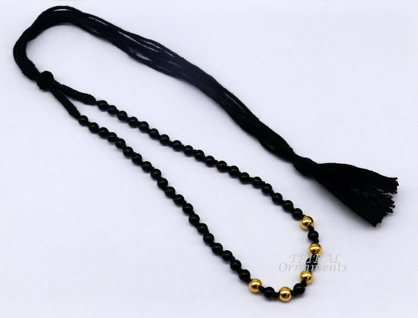 22kt yellow gold handmade wax beads and black beaded adjustable necklace, amazing single line choker for brides or girl's set91 - TRIBAL ORNAMENTS