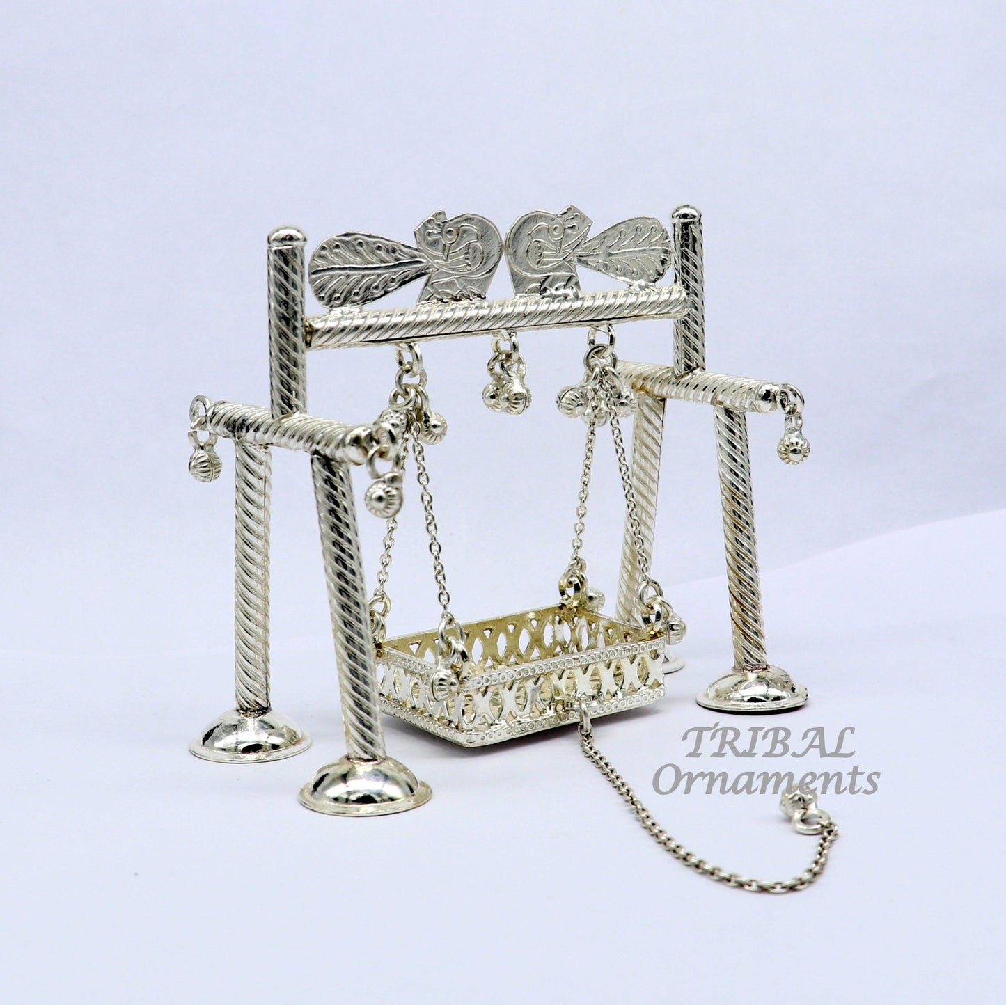 925 Sterling silver handmade Bal Gopala jhula, little Krishna swing, child krishan palana, silver jhula, laddu gopal jhula, silver art su928 - TRIBAL ORNAMENTS