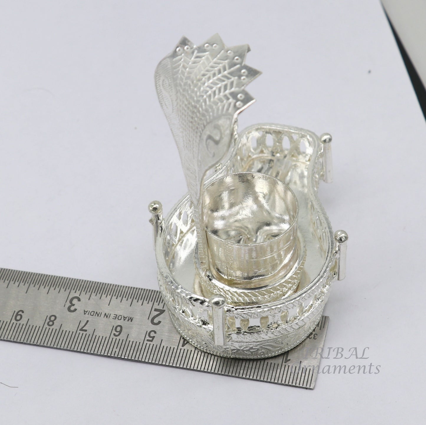925 sterling silver handmade lord Shiva lingam stand/JAlheri with Panchmukhi snake (sheshnag) and trident Mahakal lingam stand su940 - TRIBAL ORNAMENTS