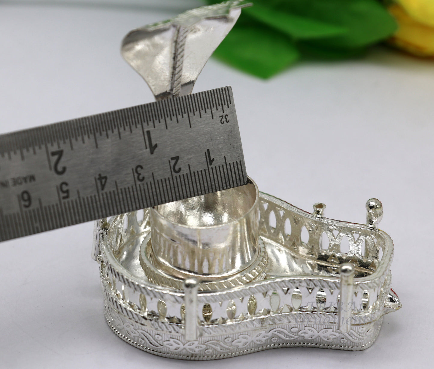 925 sterling silver handmade lord Shiva lingam stand/JAlheri with Panchmukhi snake (sheshnag) and trident Mahakal lingam stand su940 - TRIBAL ORNAMENTS