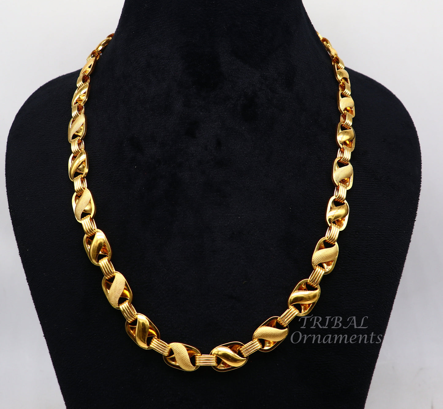 22k yellow gold handmade fabulous Lotus chain necklace excellent gold men's boy's chain certified unique handmade gifting jewelry ch566 - TRIBAL ORNAMENTS