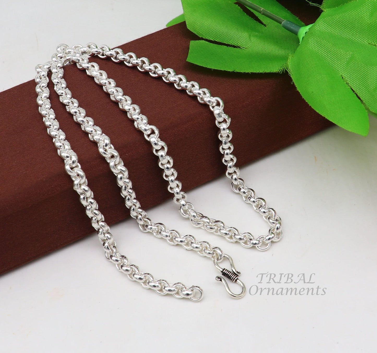 All sizes 925 Sterling silver handmade fabulous cable link rolo chain unisex necklace or anklet or belly chain  jewelry from india ch199 - TRIBAL ORNAMENTS