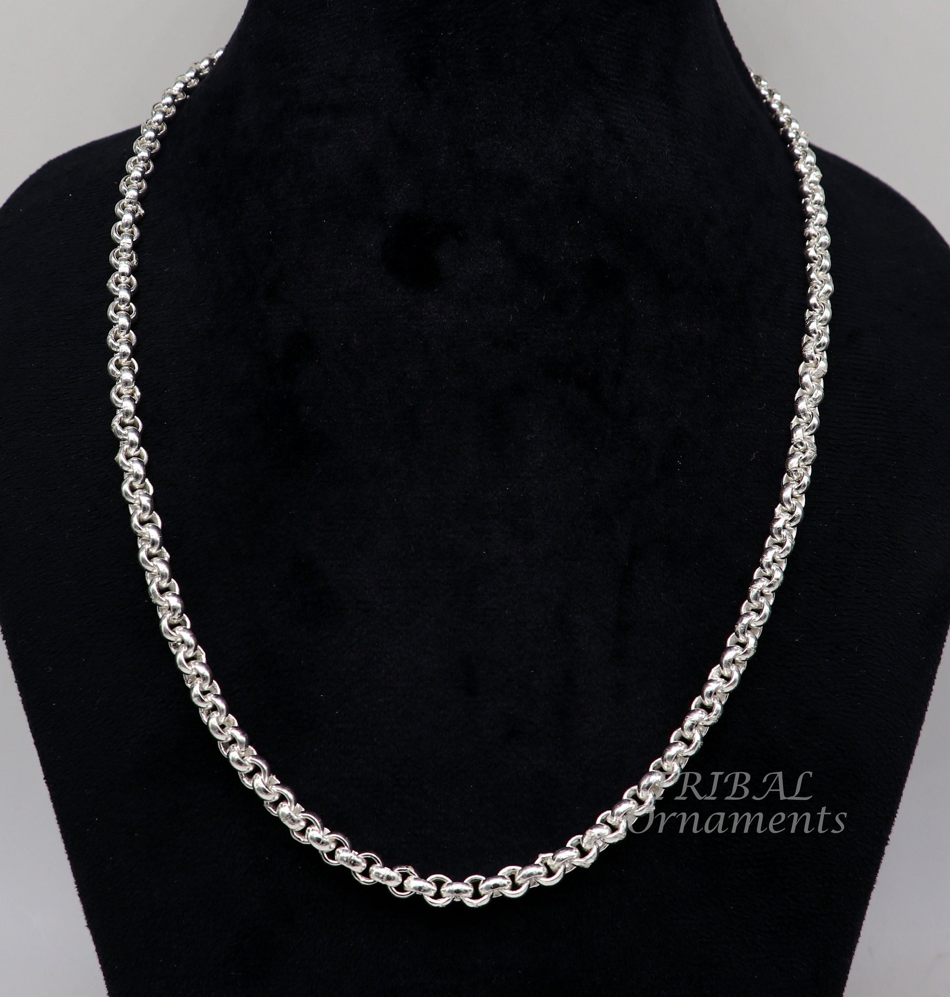 All sizes 925 Sterling silver handmade fabulous cable link rolo chain unisex necklace or anklet or belly chain  jewelry from india ch199 - TRIBAL ORNAMENTS