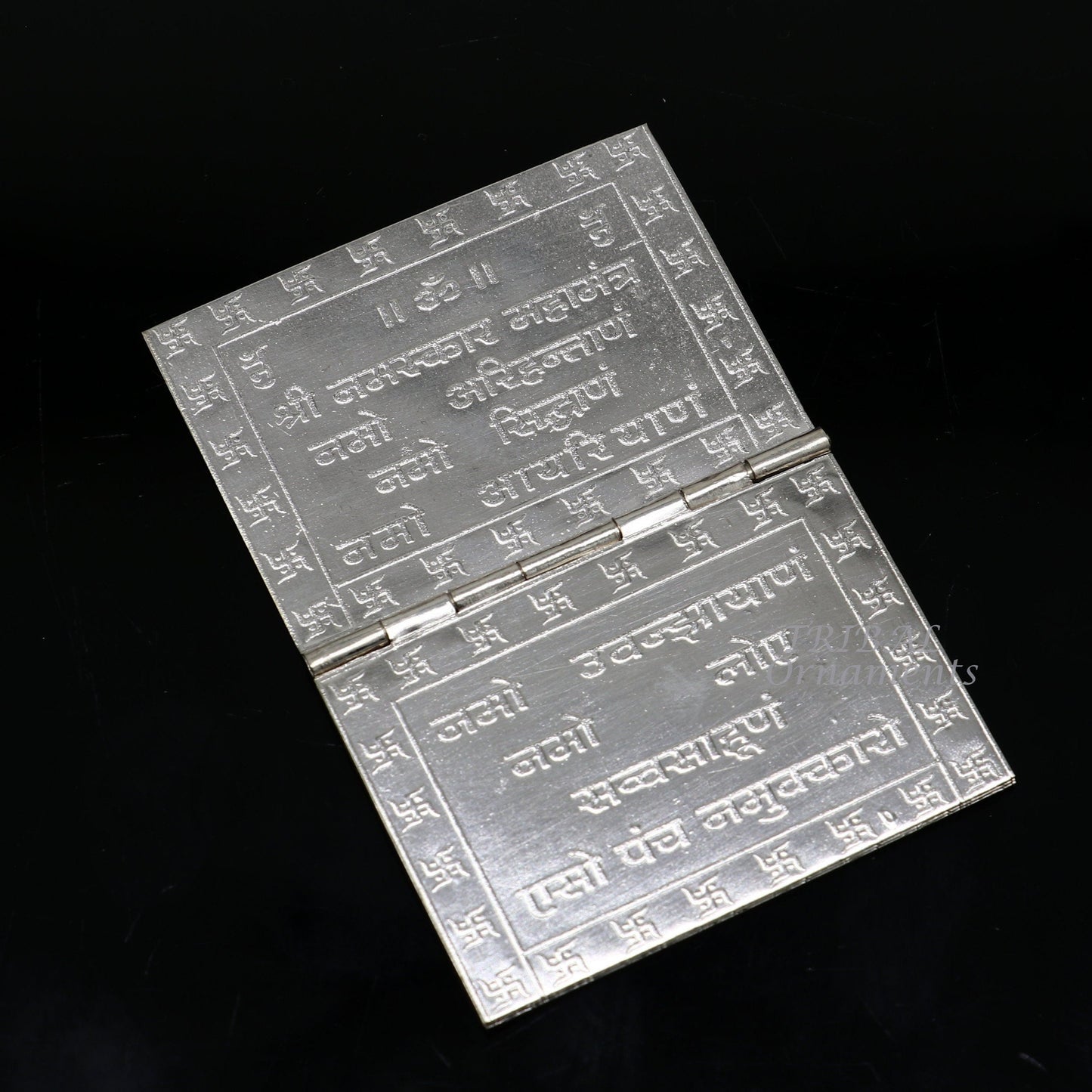 925 sterling silver handmade Divine Navkar Mantra jain mantra, shree sthapna ji namaskar mahamantra page book with boot stand su954 - TRIBAL ORNAMENTS