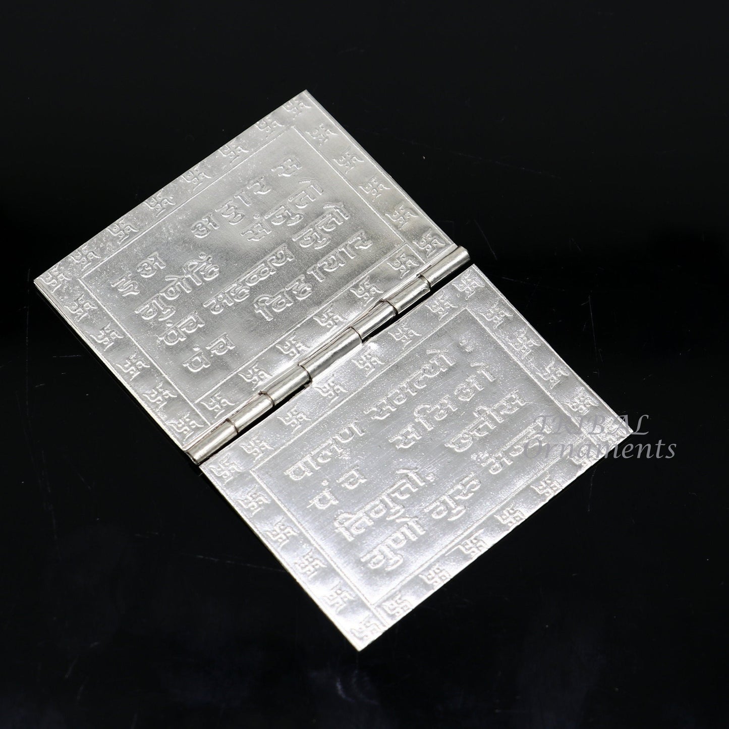 925 sterling silver handmade Divine Navkar Mantra jain mantra, shree sthapna ji namaskar mahamantra page book with boot stand su954 - TRIBAL ORNAMENTS
