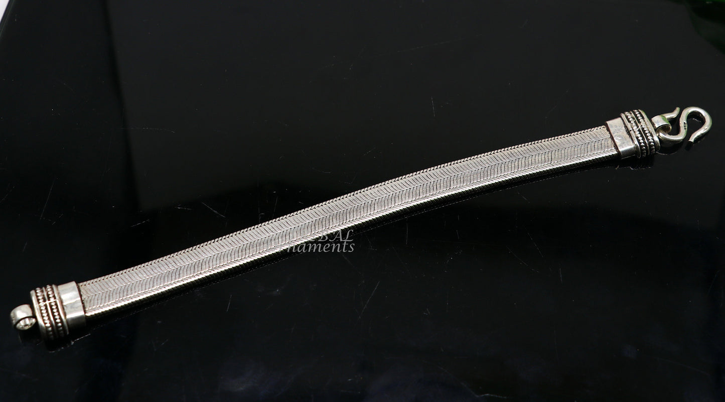 925 sterling silver handmade vintage design customized wheat bracelet wrist belt for men's, amazing gifting jewelry from india sbr410 - TRIBAL ORNAMENTS