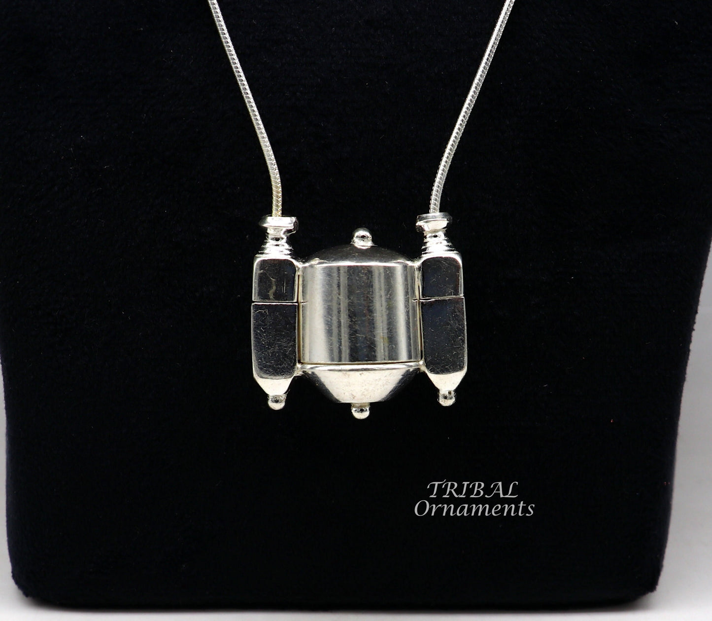 Sterling silver stylish vintage antique designer Idol shiva lingam box pendant, casket box pendant for shiva lingam, ethnic inidia set495 - TRIBAL ORNAMENTS