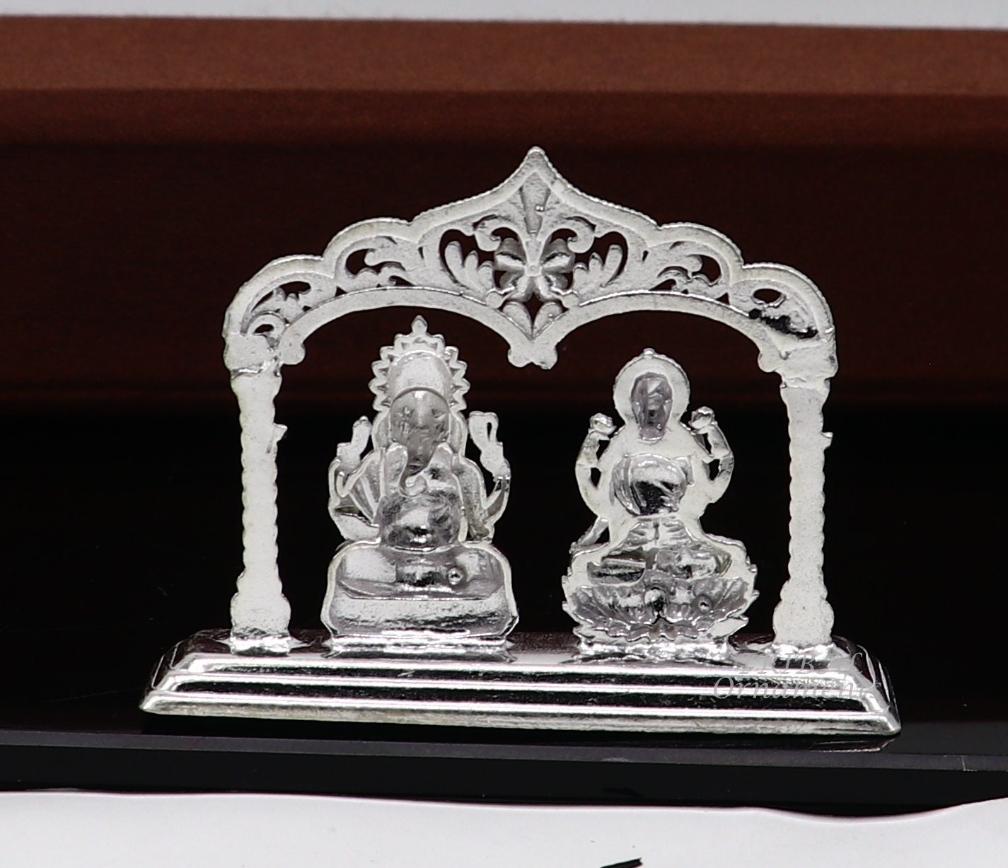 Solid Sterling silver handmade Hindu idols Laxmi Ganesha statue, puja article figurine, home décor Diwali puja gift art560 - TRIBAL ORNAMENTS