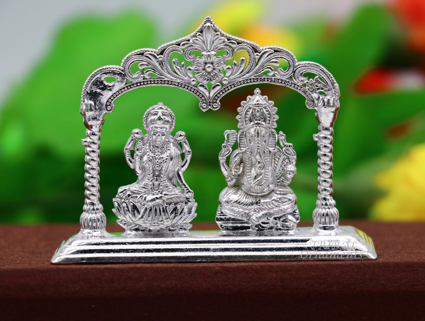 Solid Sterling silver handmade Hindu idols Laxmi Ganesha statue, puja article figurine, home décor Diwali puja gift art560 - TRIBAL ORNAMENTS