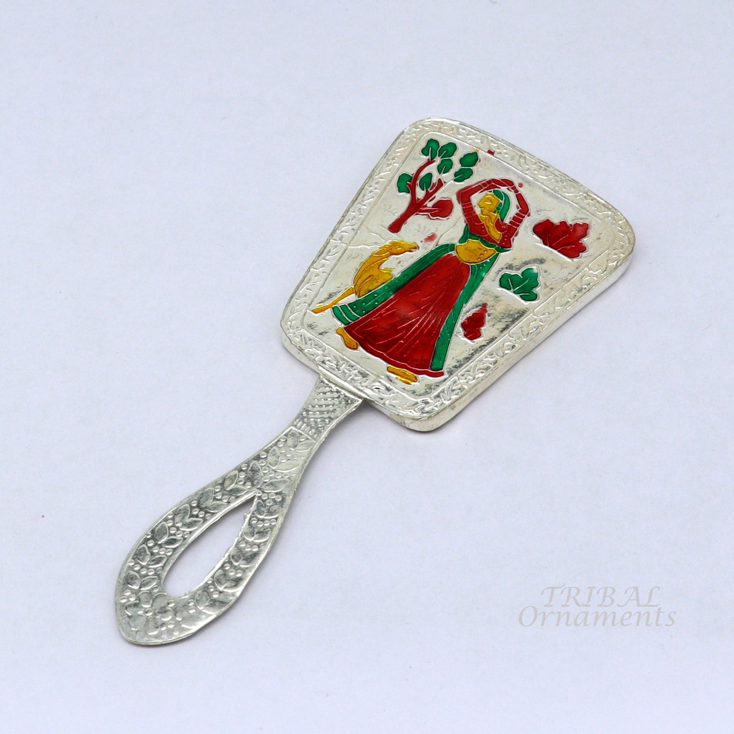 925 sterling silver handmade fabulous vintage style handmade mirror frame, amazing royal brides gifting article from india sf20 - TRIBAL ORNAMENTS