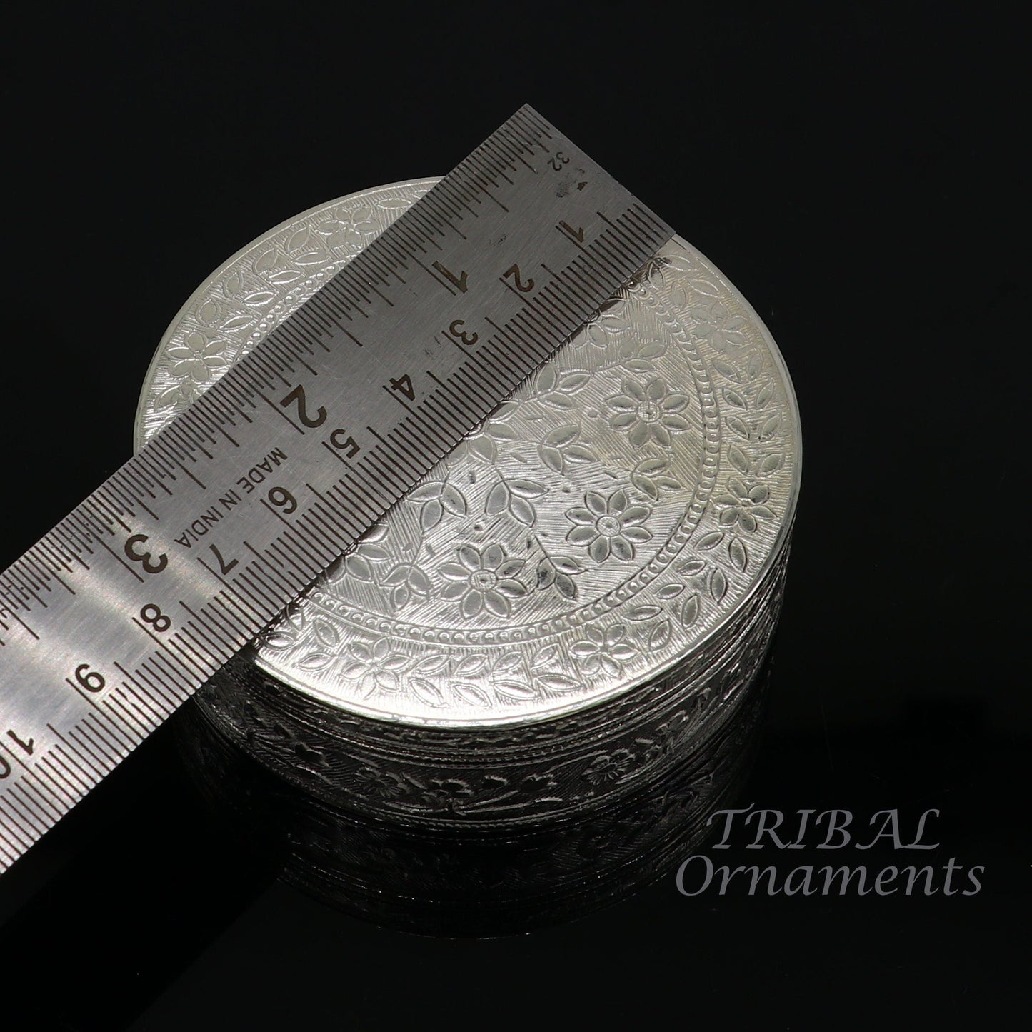 3" Vintage antique design 925 silver handmade trinket box, brides powder box or dry fruit box for royal luxury gifting ideas stb405 - TRIBAL ORNAMENTS