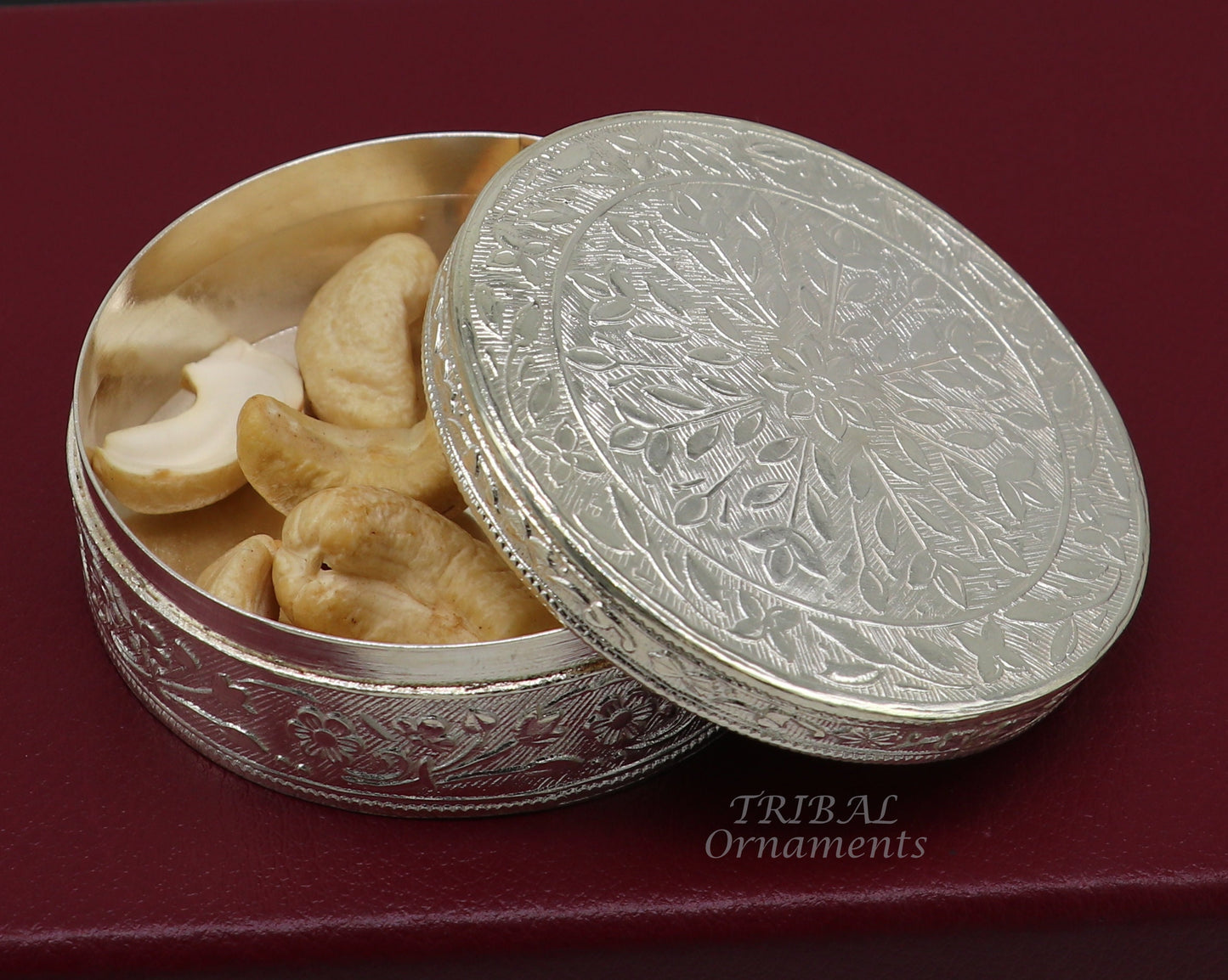 2.5" Vintage antique design 925 silver handmade trinket box, brides powder box or dry fruit box for royal luxury gifting ideas stb406 - TRIBAL ORNAMENTS