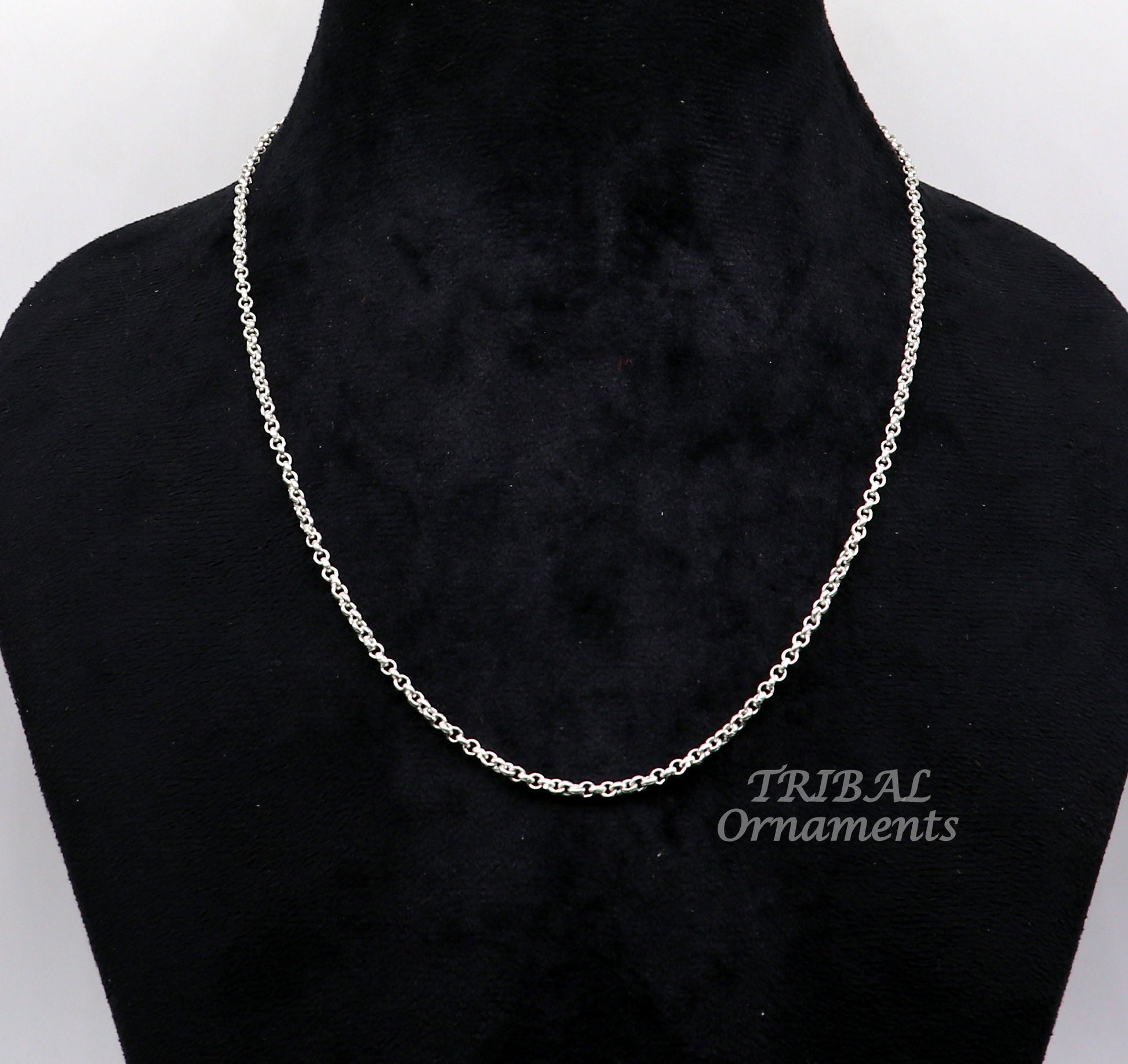 Sterling silver handmade fabulous cable rolo chain unisex necklace jewelry best gifting chain from india ch201 - TRIBAL ORNAMENTS