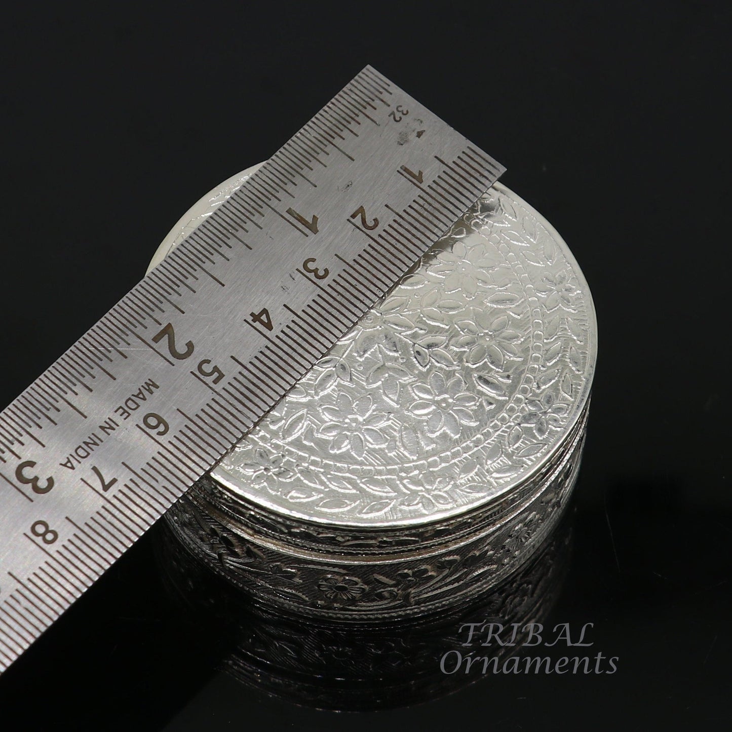 2.3" 925 silver handmade trinket box, brides powder box or dry fruit box. pills candy box luxury gifting ideas stb407 - TRIBAL ORNAMENTS
