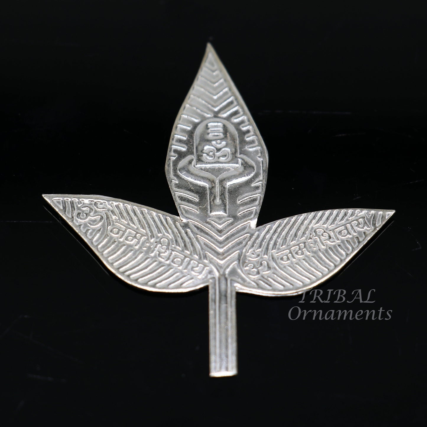 5.5cm Lord Shiva bel Patra Solid silver handmade solid belva patra, shiva worshipping/ puja article, bel tree leaves for puja su964 - TRIBAL ORNAMENTS