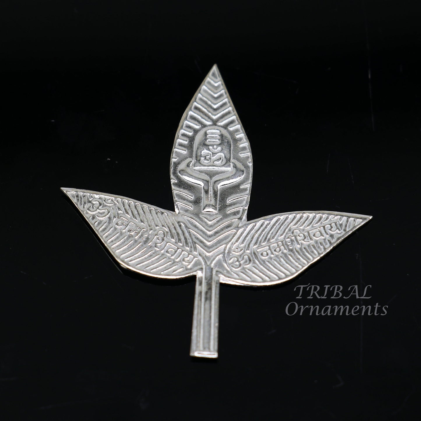 4.5cm Lord Shiva bel Patra Solid silver handmade solid belva patra, shiva worshipping/ puja article, bel tree leaves for puja su965 - TRIBAL ORNAMENTS