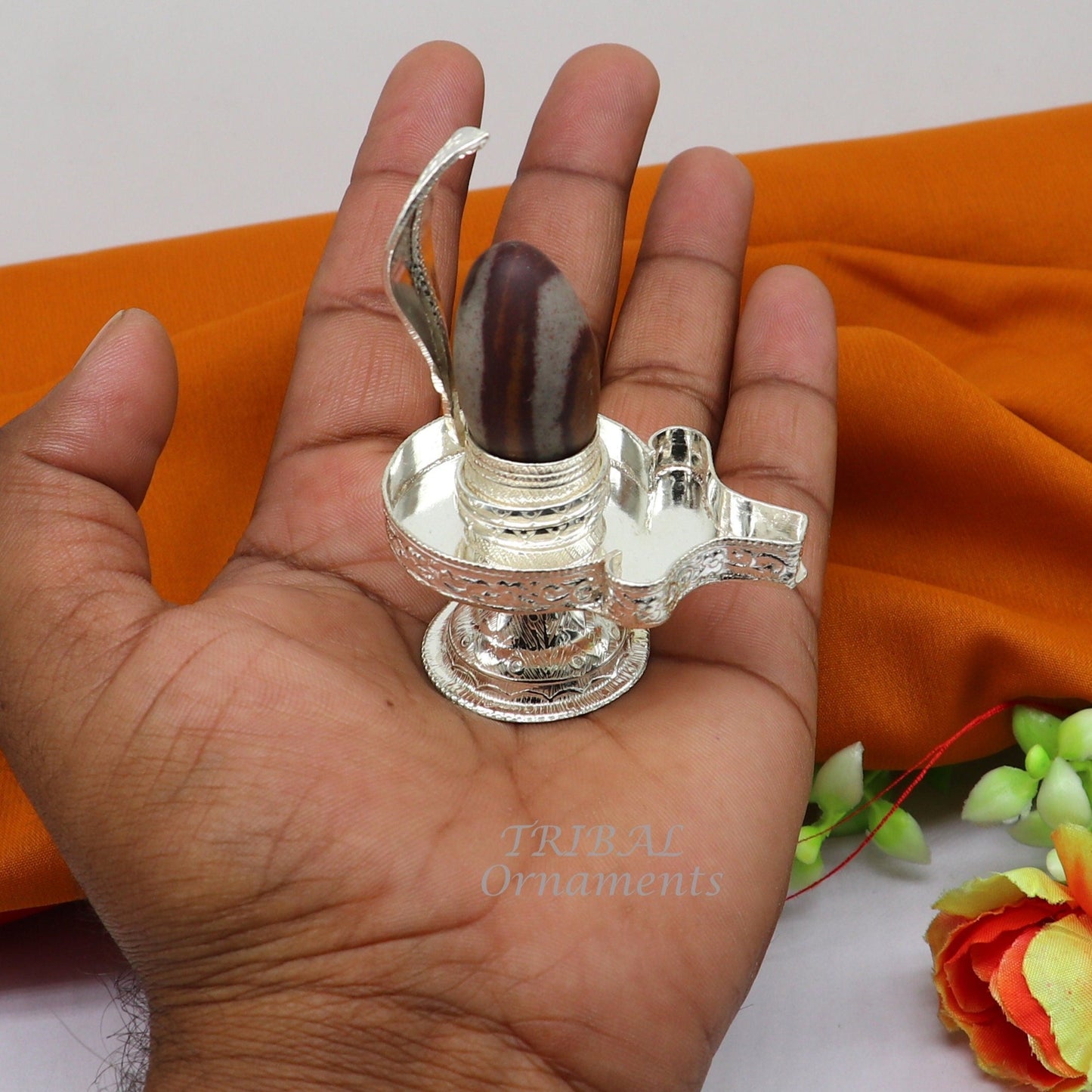925 Sterling silver Lord Shiva Lingam stand/ Jalheri, use for put/hold Shiva Lingam handmade puja article su966 - TRIBAL ORNAMENTS