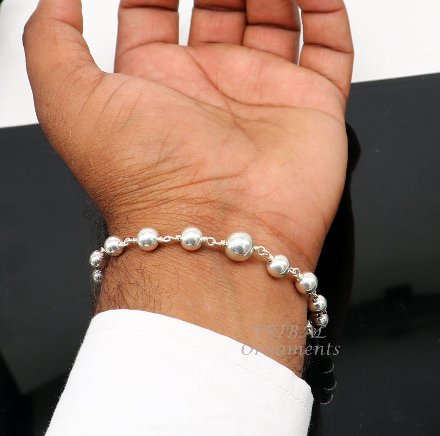 925 sterling silver beaded customized bracelet, best gifting stylish beaded bracelet, unisex personalized belly dance jewelry sbr412 - TRIBAL ORNAMENTS