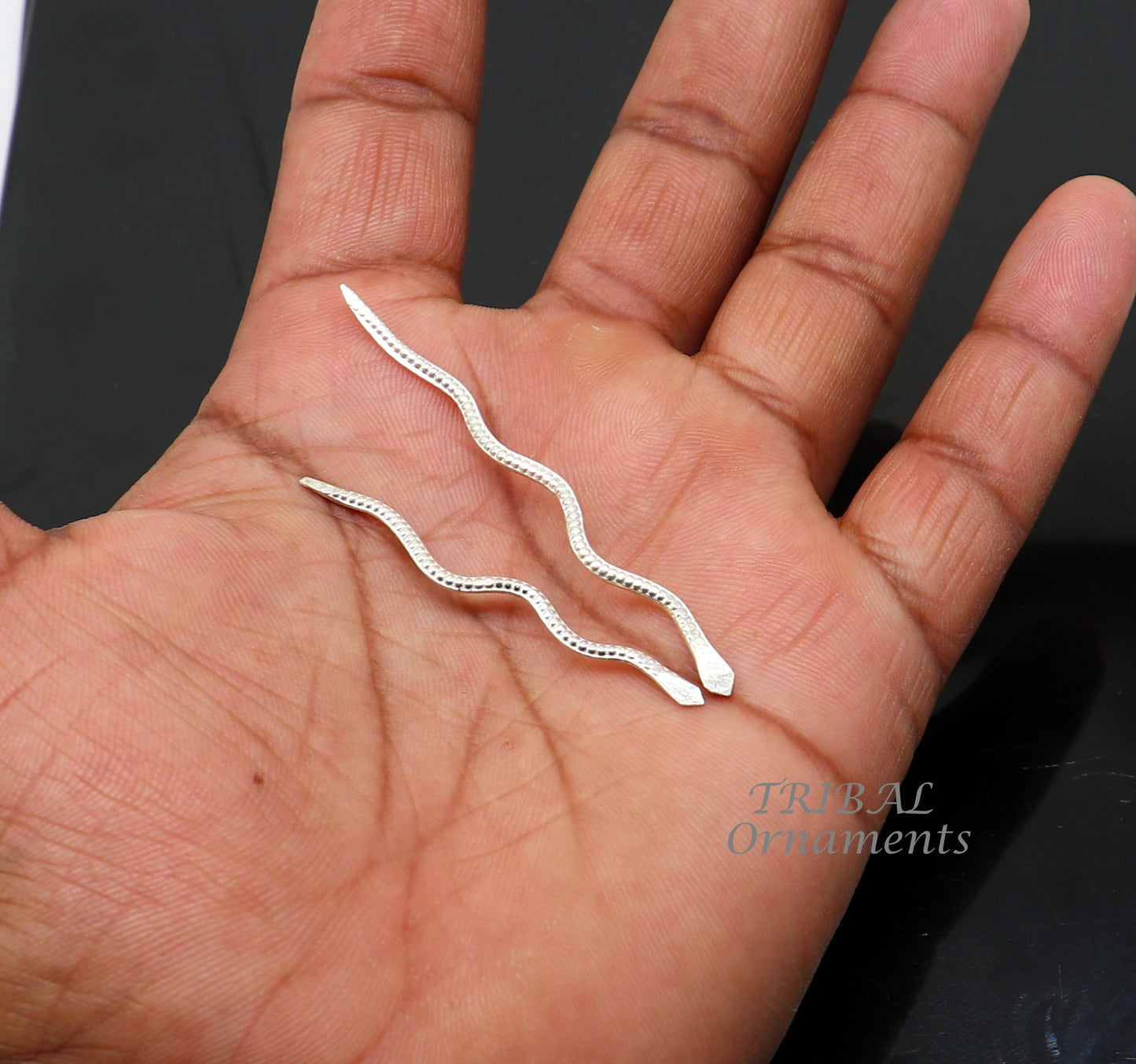 Sterling silver handmade Nag Nagin snake joda pair for puja or worshipping su967 - TRIBAL ORNAMENTS