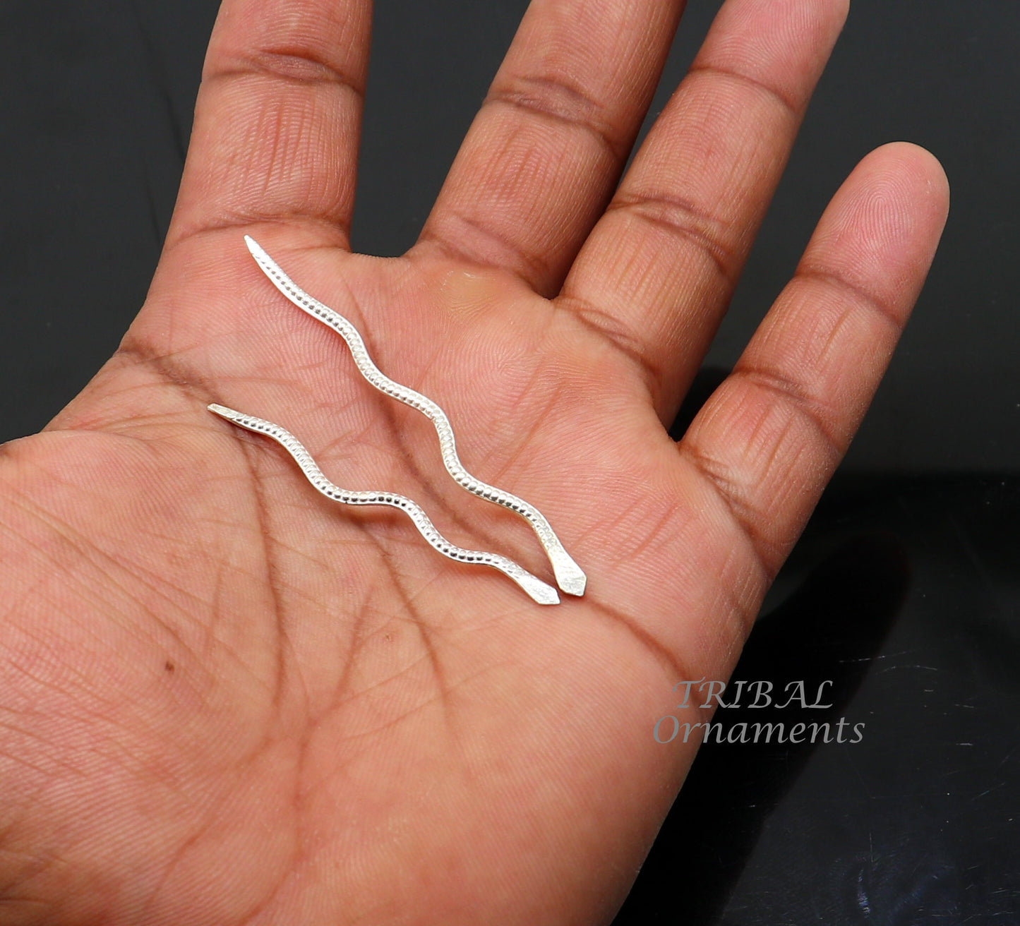 Sterling silver handmade Nag Nagin snake joda pair for puja or worshipping su967 - TRIBAL ORNAMENTS