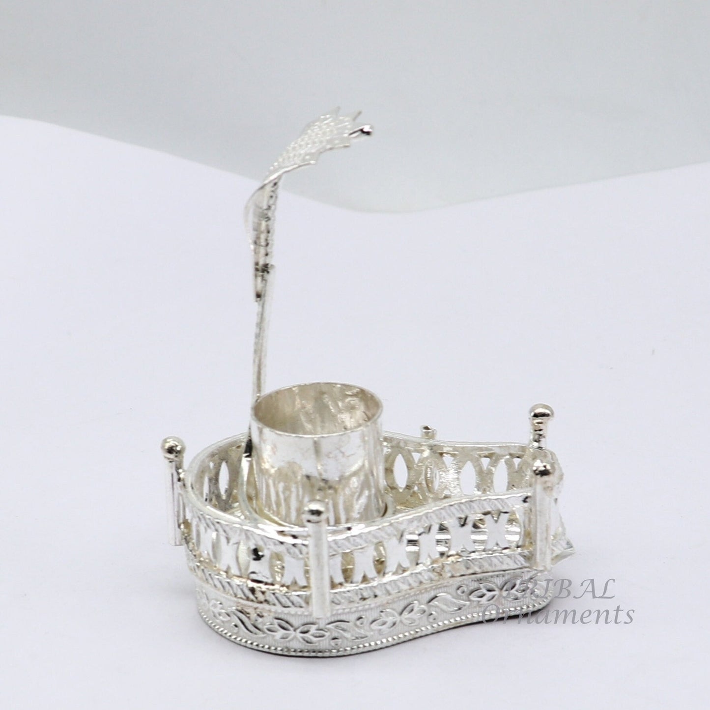 925 sterling silver handmade lord Shiva lingam stand/JAlheri with Panchmukhi snake (sheshnag) and trident Mahakal lingam stand su941 - TRIBAL ORNAMENTS