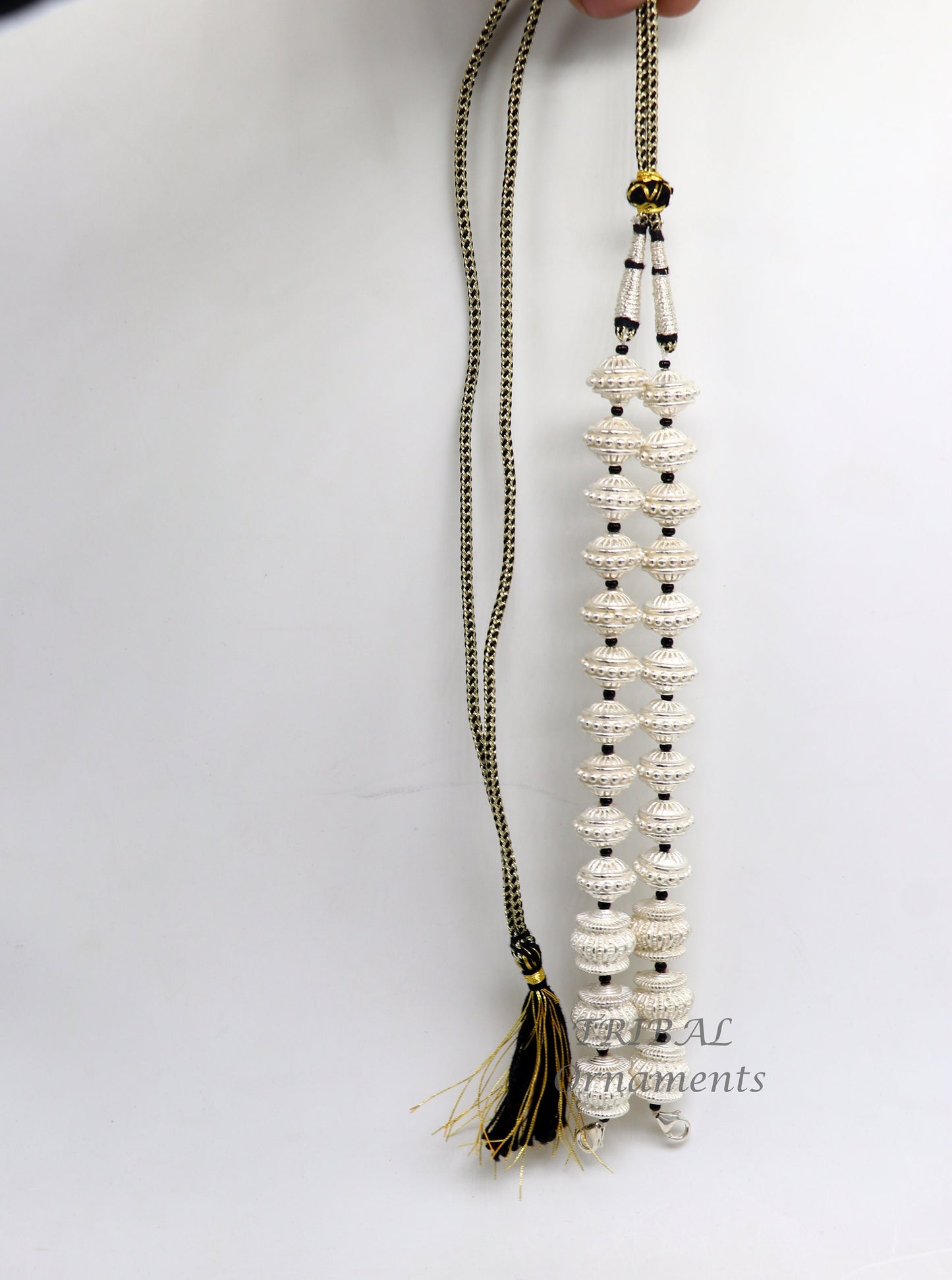 925 sterling silver handmade vintage style beaded adjustable necklace string for pendant or Mangalsutra customized ethnic jewelry set500 - TRIBAL ORNAMENTS