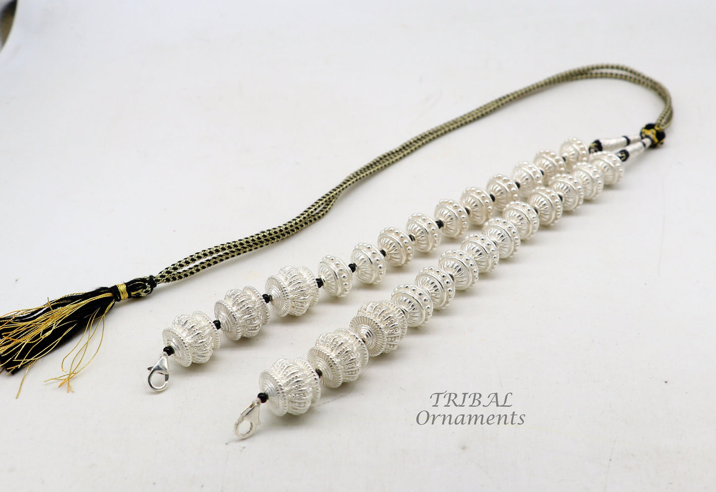 925 sterling silver handmade vintage style beaded adjustable necklace string for pendant or Mangalsutra customized ethnic jewelry set500 - TRIBAL ORNAMENTS
