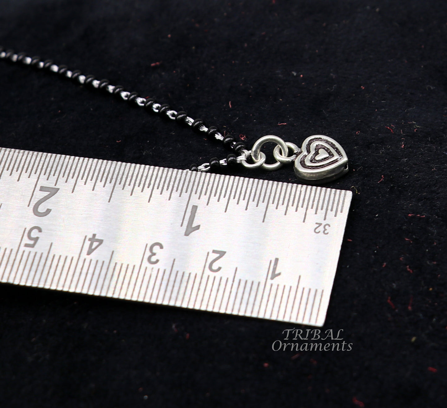 Pure 925 sterling silver black beads chain necklace, vintage Style pendant, traditional style brides Mangalsutra necklace set502 - TRIBAL ORNAMENTS