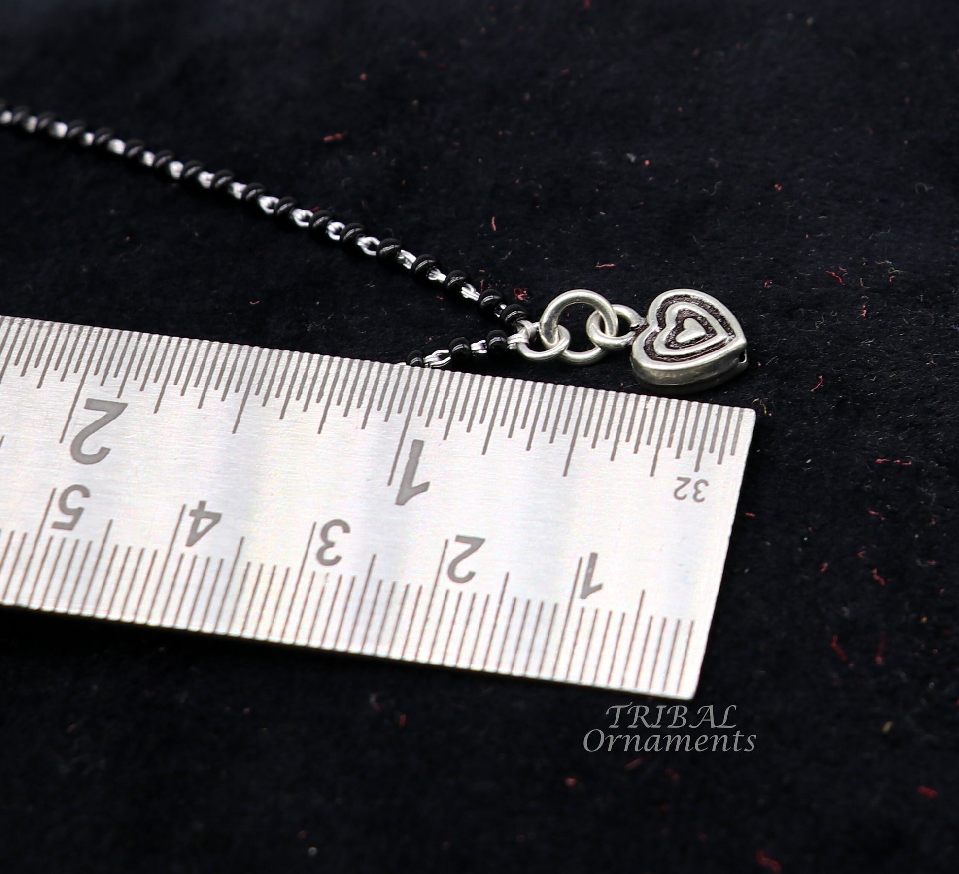 Pure 925 sterling silver black beads chain necklace, vintage Style pendant, traditional style brides Mangalsutra necklace set502 - TRIBAL ORNAMENTS