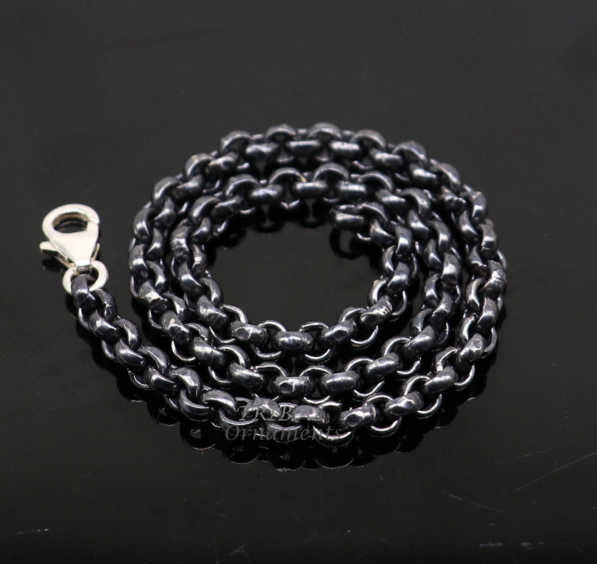 Handmade 925 sterling silver rolo chain oxidized single anklet bracelet, silver anklets, foot bracelet amazing belly dance jewelry ank512 - TRIBAL ORNAMENTS