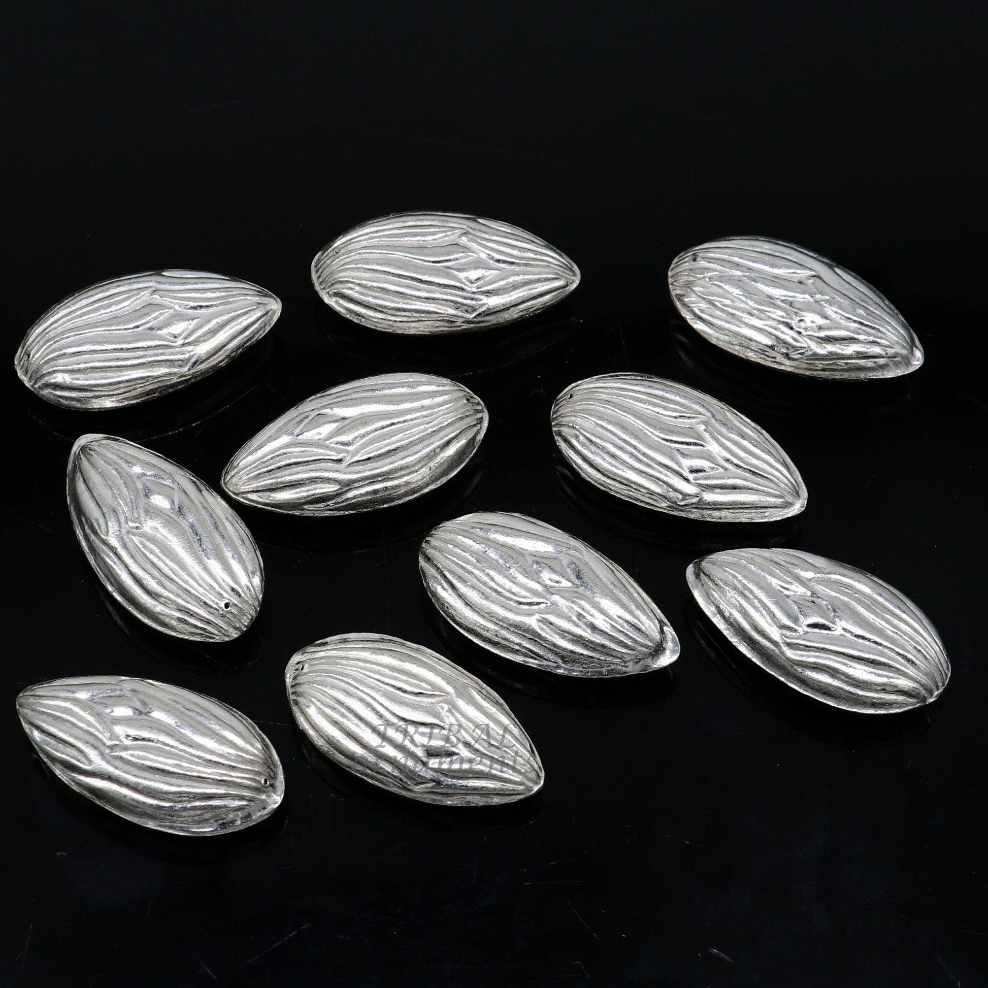 lot 5 pieces Sterling silver handmade puja article, pure silver dry fruit, silver almond puja,gift for idols God, best puja temple art su944 - TRIBAL ORNAMENTS